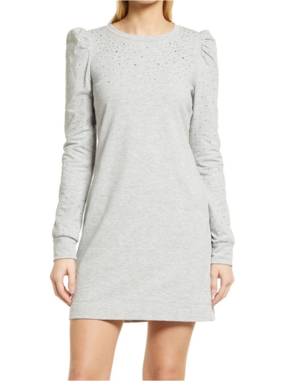 NEW Lilly Pulitzer Jansen Dress Long Sleeve Gray Embellished 006807 size XXS